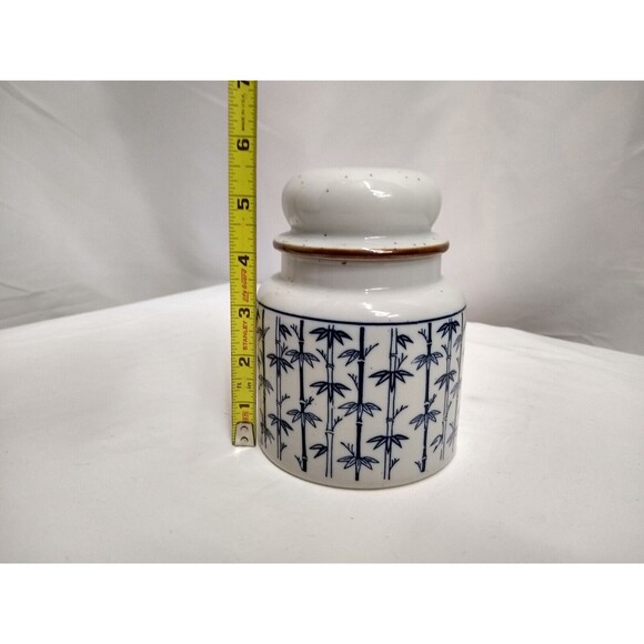 Vintage Takahashi Porcelain Jar Bamboo Design w/ Lid Made in Japan - Picture 8 of 13